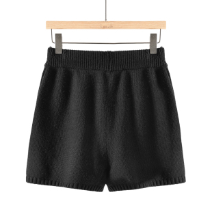 粗针高腰纯色阔腿针织短裤 35%澳毛 韩版 韩货春季 254