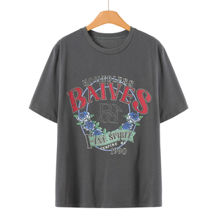 字母印花宽松休闲亲肤舒适短袖 春装 T恤693 栖 459西湖阁老