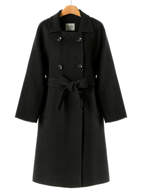 2399 100绵羊毛【兰】冬装 系腰带插肩袖双面呢长毛大衣910