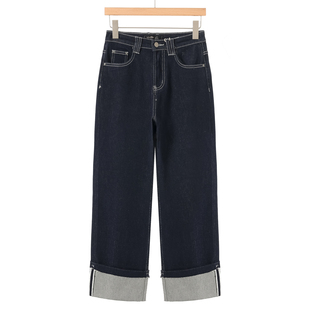 明肌理线翻边九分牛仔裤 春装 735 兰 469西湖阁老