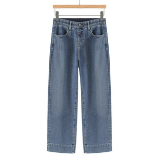 简约日常百搭纯色直筒牛仔裤 西湖阁老 绍 春装 515