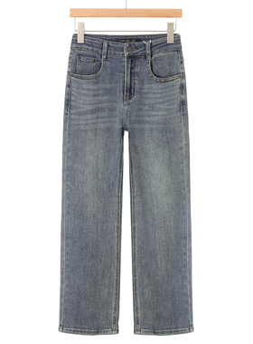 469西湖阁老【兰】春装 贴标做旧显瘦九分小直筒牛仔裤055