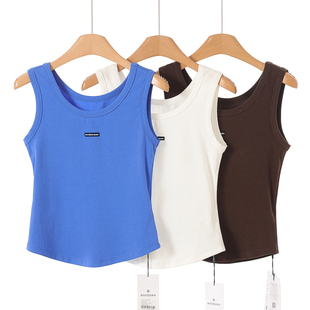 棉质简约立体字母标基础款 春装 弧摆背心619 序 269西湖阁老