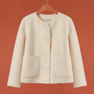 春装 兰 温柔有质感双面呢长毛短大衣709 100绵羊毛 1599