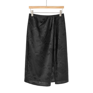 拼折高腰暗提花开叉半身裙855弜 夏装 459西湖阁老 栖