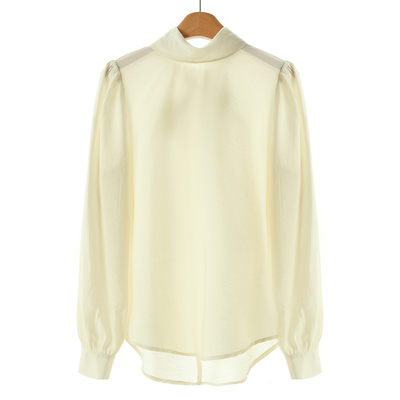 27%再生纤维素纤维【HO】冬装*绍 系带开叉含天丝衬衫358