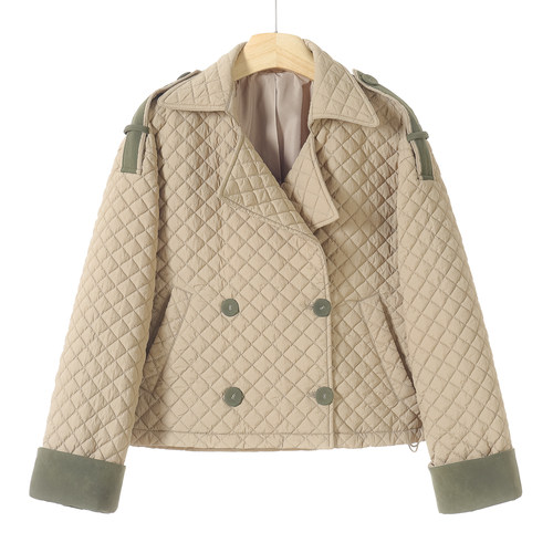 西湖阁老【楚】冬装 拼色卷袖口菱形格轻便短棉服699