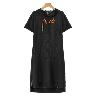 夏装 漠 连帽带抽绳套头字母休闲连衣裙012弜 61%粘纤 459