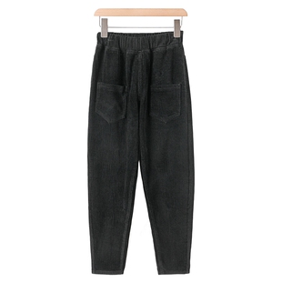 竖口袋松紧高腰棉质纯色休闲裤 冬季 YS711 云 西湖阁老