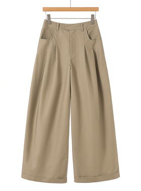 799西湖阁老【栖】春装 翻边宽脚拼折遮胯阔腿甩腿裤611