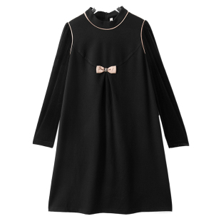 蝴蝶结点缀压边U领长袖 春季 收腰连衣裙AW618 薇 西湖阁老