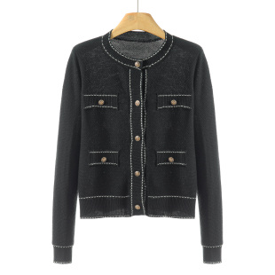 拼色弹力圆领针织衫 669 春季 祥 外套523 31.4%绵羊毛