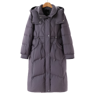 抽绳收腰过膝保暖连帽厚款 冬装 羽绒服662 妍B 1799西湖阁老