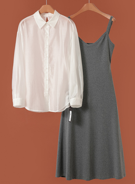 499西湖阁老【HO】春装 *绍 吊带连衣裙+系带镂空衬衫两件套093