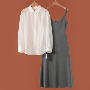 系带镂空衬衫 春装 吊带连衣裙 两件套093 绍 499西湖阁老
