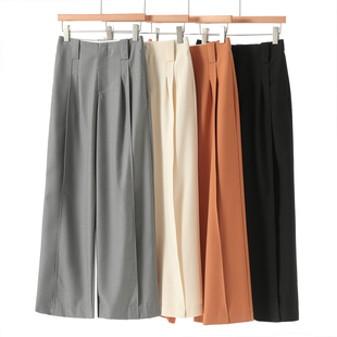 高腰挺括垂感拼接宽脚拖地裤 春装 805 栖 579西湖阁老