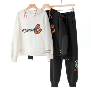 连帽抽绳拼接卫衣 春季 松紧工装 哈伦裤 006 西湖阁老 套装