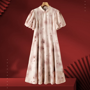 串珠盘扣修身 夏装 改良旗袍连衣裙796弜 佐 新中式