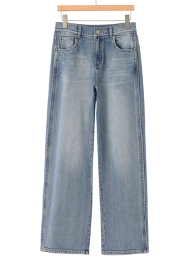 569 22%莱赛尔【HO】春装 *绍 简约休闲高腰直筒棉质牛仔裤052