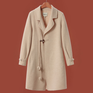 串珠牛角扣西装 冬装 领双面呢长毛大衣605 熠 1699西湖阁老