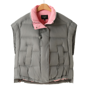 抽绳不规则摆立领宽松马甲羽绒服021 冬装 999西湖阁老 序