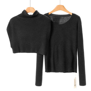 含羊毛针织衫 599西湖阁老 高领披肩 冬装 两件套387 熠