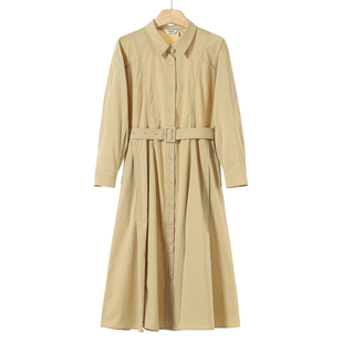 翻领单排扣配腰带收腰衬衫 春季 连衣裙096 859西湖阁老