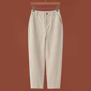 通勒极简风后腰松紧磨绒九分厚裤 西湖阁老 绍 冬装 072 采