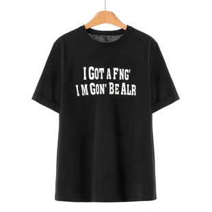 棉质圆领简约字母印花短袖 339西湖阁老 绍 春装 T恤633 迪