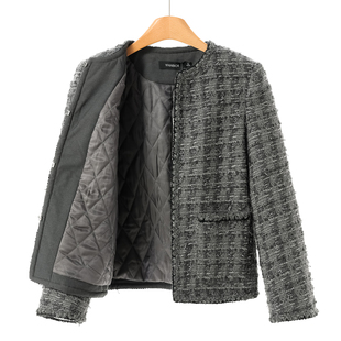 冬装 妍B 挂钩扣小香风夹棉外套602 44%羊毛 959含马海毛