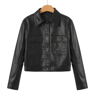 小个子机车风翻领短款 1999 拉春装 韦 皮衣外套851 羊皮革