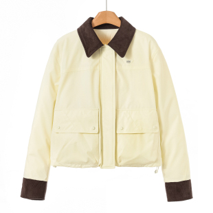 灯芯绒拼接卷边袖 西湖阁老 冬装 当季 翻领两面穿羽绒服806 寇