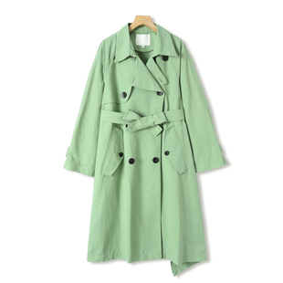 棉质单侧边扣开叉系腰带长风衣外套072 春季 西湖阁老 蓄