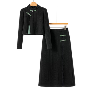 蕾 套装 冬装 盘扣半裙加绒中式 379 吊穗立领小衫 699西湖阁老