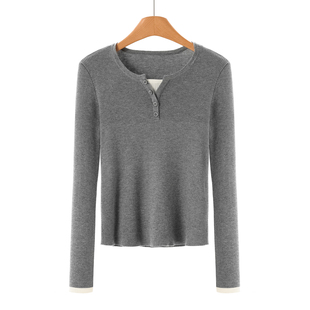 冬装 469含桑蚕丝 绵羊毛 序 073 拼接假两件打底针织衫