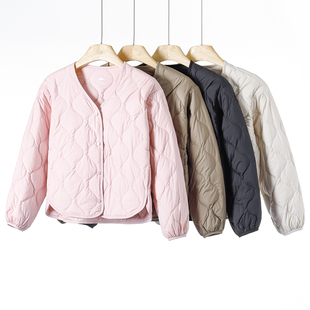 叠穿佳品 冬装 大衣伴侣全包边V领短羽绒服001 冰 西湖阁老