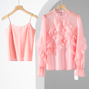 84%莱赛尔天丝纤维 两件套衬衫 栖 花边喇叭袖 151琳 春季 599