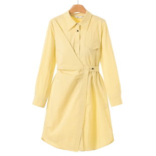 设计感拼接收腰翻领含棉衬衫 春装 连衣裙212 熠 699西湖阁老