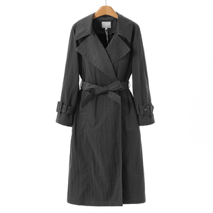 双排扣宽松系腰带插肩袖 999 春装 兹 风衣外套038 100锦纶