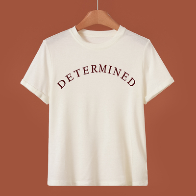 239西湖阁老【兰】春装 含绵羊毛字母印花正肩短袖T恤017