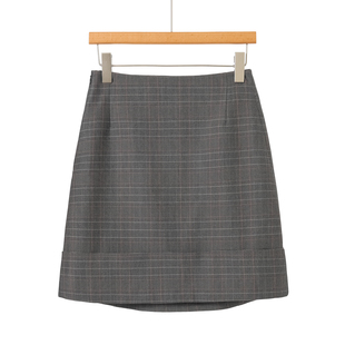 设计感气质翻边裙摆格子半身短裙007 春装 469西湖阁老 熠