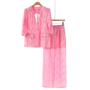 栖 肌理感套装 春装 直筒裤 753 V领一粒扣外套 西湖阁老