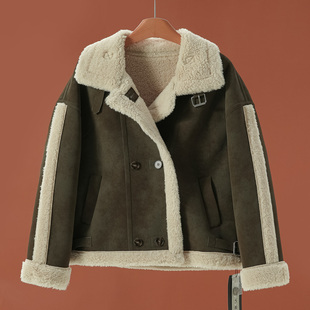 翻领袢扣仿羊毛一体加绒外套628 冬装 1099西湖阁老 兰