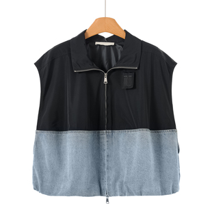 宽松抽绳摆拼接牛仔马甲外套614 春装 699西湖阁老 栖