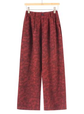 西湖阁老【AL】春季*绍 高腰褶皱遮跨显瘦晕染休闲阔腿裤586