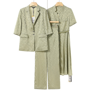 提花连衣裙 夏装 开叉西装 松紧直筒裤 181弜 西湖阁老 套装 逸