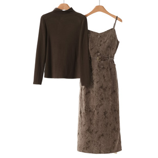 半高领小衫 春装 开叉吊带连衣裙两件套601 朗 西湖阁老