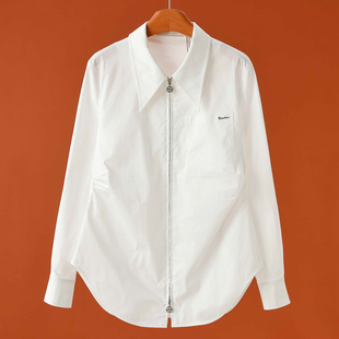 褶皱收腰弧形摆拉链衬衫 499 春装 栖 316 35%锦纶