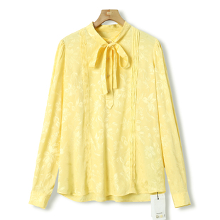 春季 尤 绍 面料好 351 100 小立领系带暗花套头冰丝衬衫 粘纤