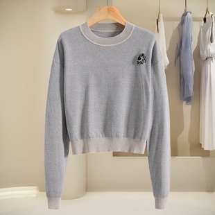 立体珠片镶拼撞色休闲针织衫 春季 801 帝 1099西湖阁老